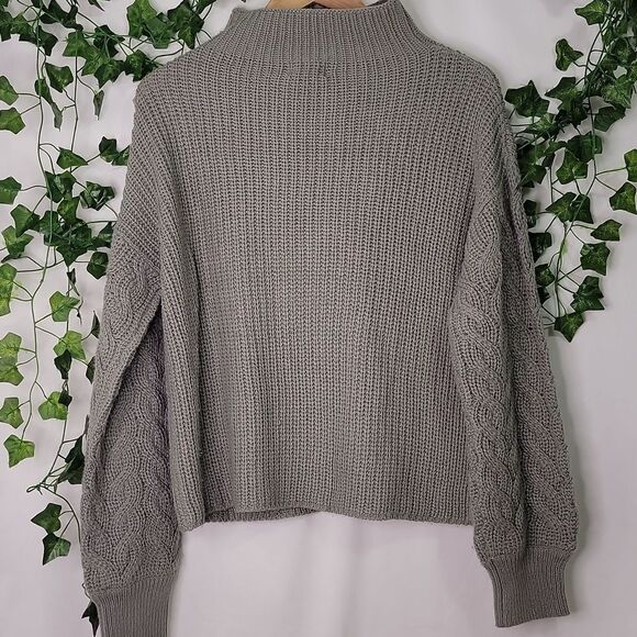Poof Appeal. Sage Green Cable Knit Mock Turtleneck Sweater. Size Large. EUC - Picture 3 of 7